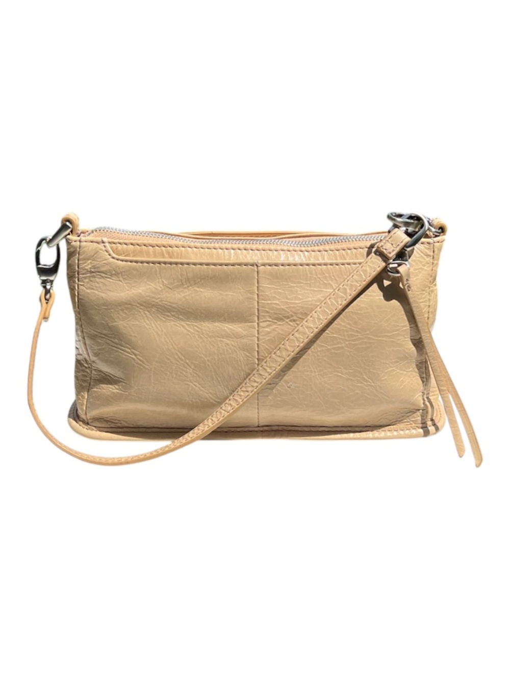 HOBO Cadence Convertible Leather Clutch Wristlet Shoulder Bag Tan